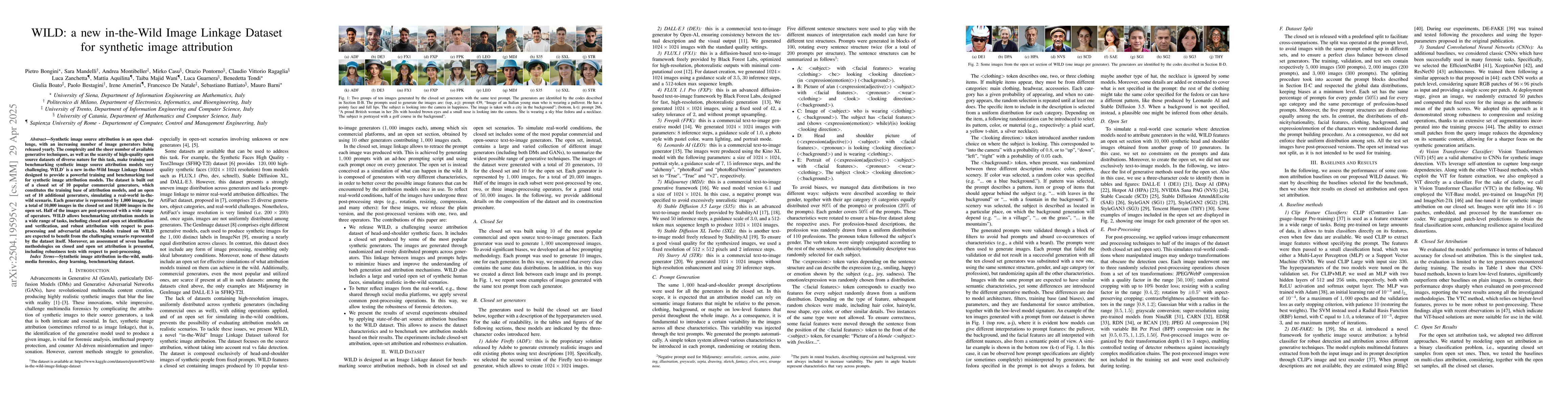 Thumbnail for WILD: a new in-the-Wild Image Linkage Dataset for synthetic image
  attribution