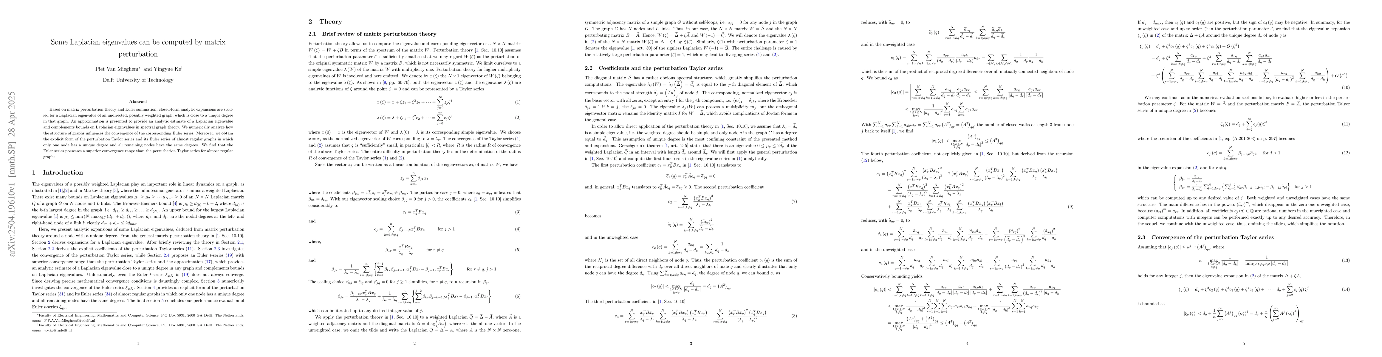 Thumbnail for Some Laplacian eigenvalues can be computed by matrix perturbation