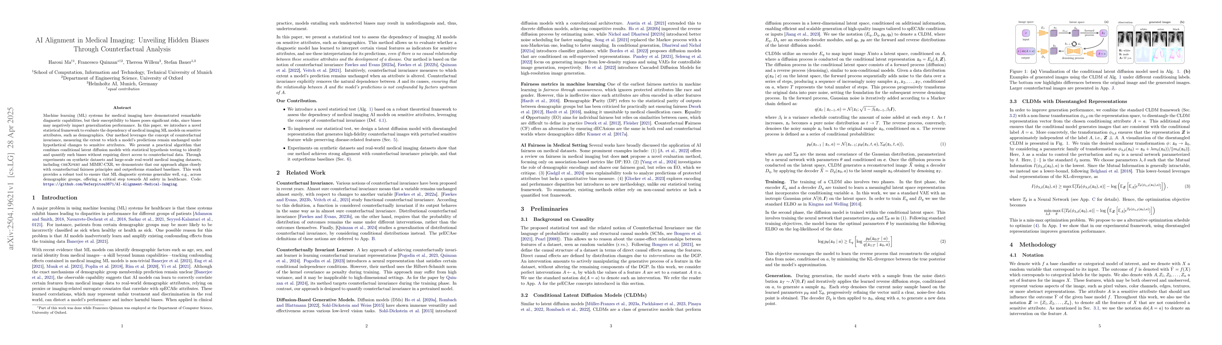 Thumbnail for AI Alignment in Medical Imaging: Unveiling Hidden Biases Through
  Counterfactual Analysis