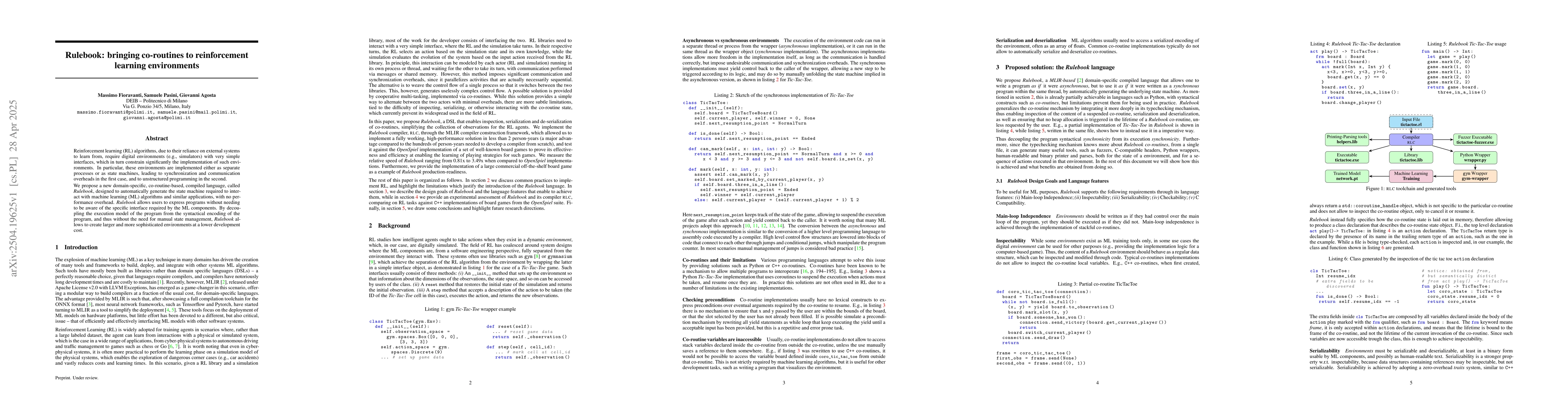Thumbnail for Rulebook: bringing co-routines to reinforcement learning environments