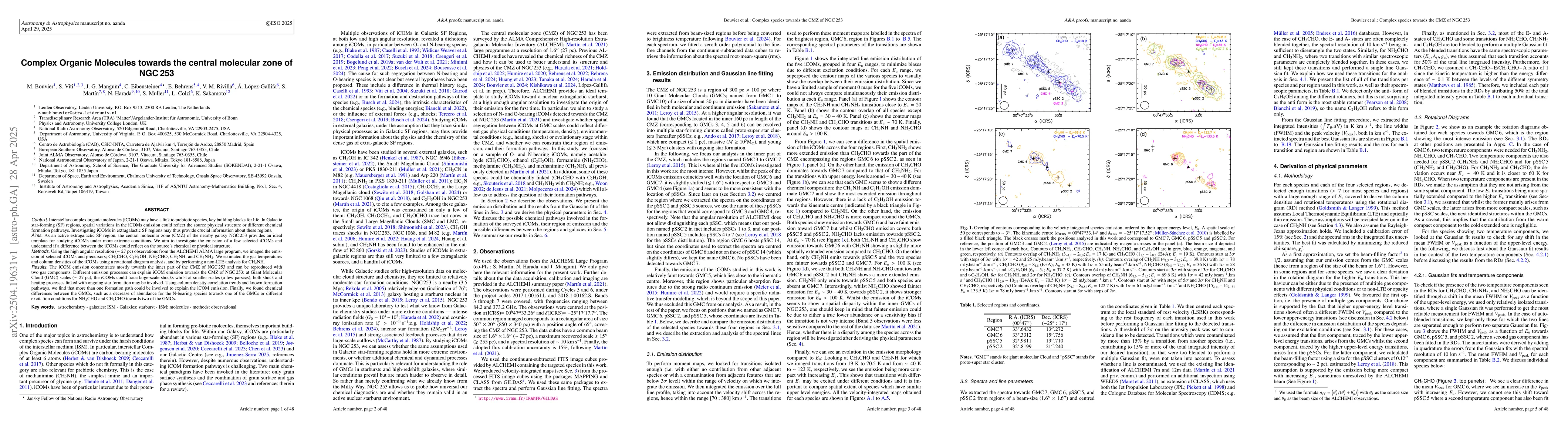 Thumbnail for Complex Organic Molecules towards the central molecular zone of NGC 253