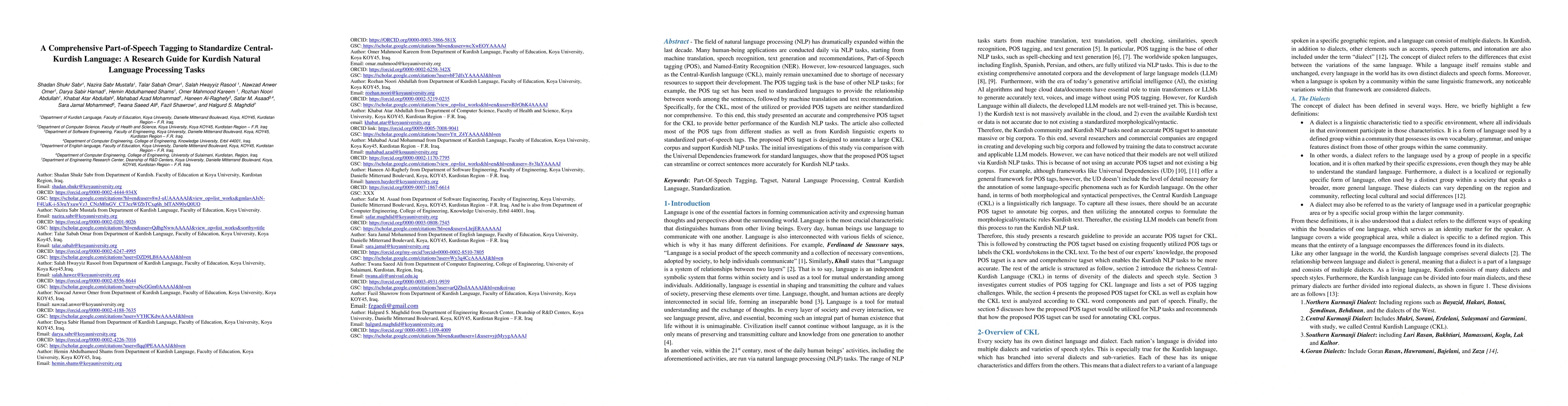 Thumbnail for A Comprehensive Part-of-Speech Tagging to Standardize Central-Kurdish
  Language: A Research Guide for Kurdish Natural Language Processing Tasks