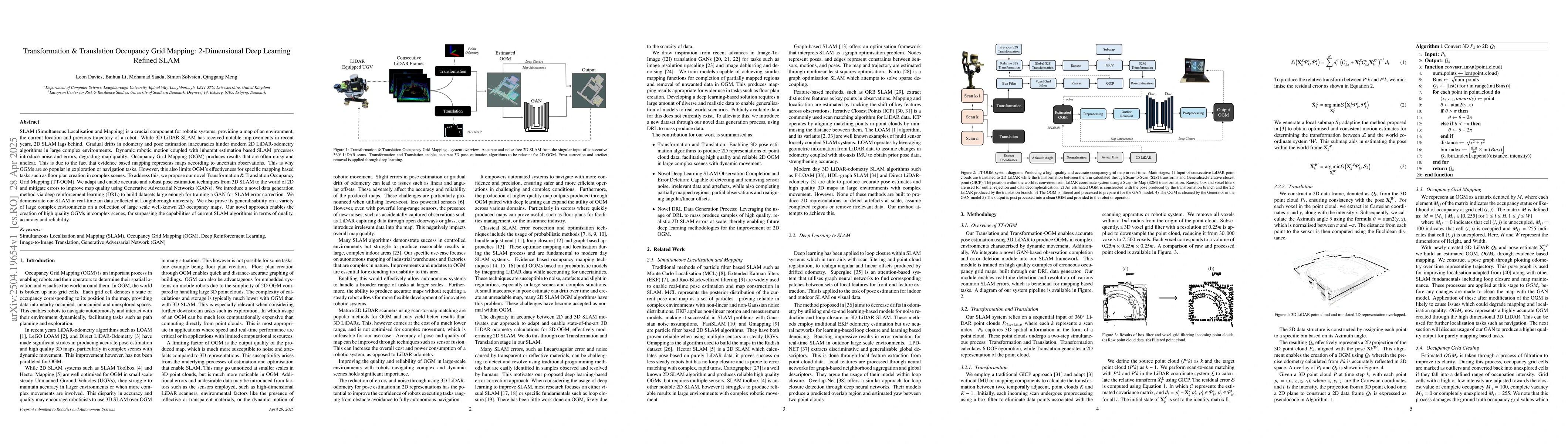Thumbnail for Transformation & Translation Occupancy Grid Mapping: 2-Dimensional Deep
  Learning Refined SLAM