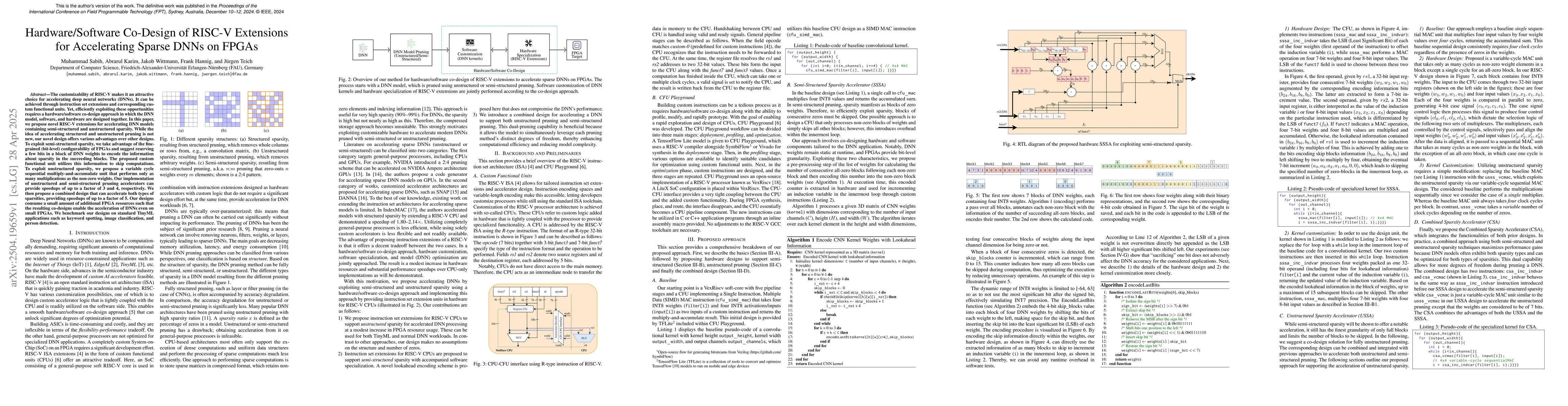 Thumbnail for Hardware/Software Co-Design of RISC-V Extensions for Accelerating Sparse
  DNNs on FPGAs