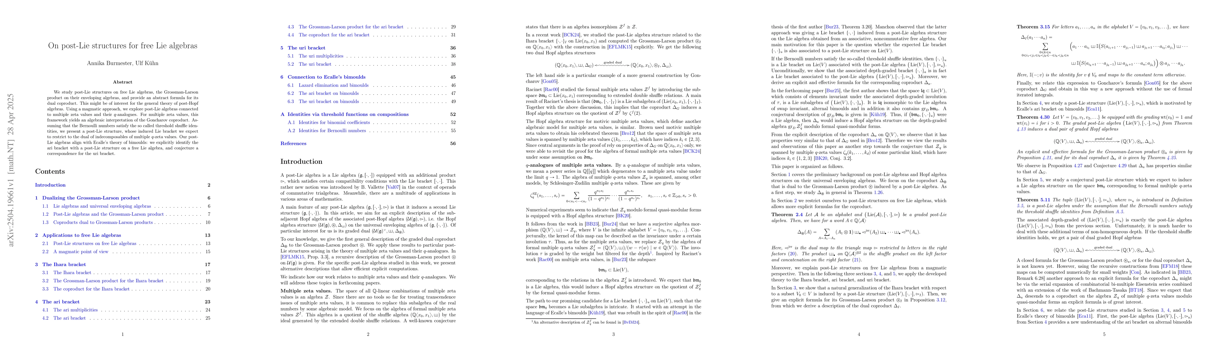 Thumbnail for On post-Lie structures for free Lie algebras