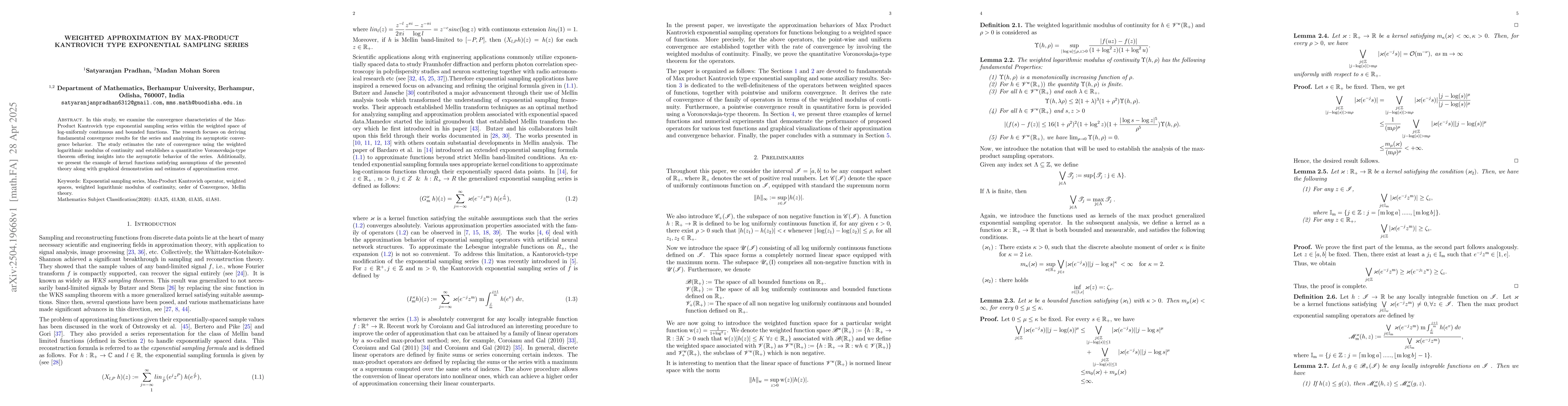 Thumbnail for Weighted approximation By Max-product Kantrovich type Exponential
  Sampling Series