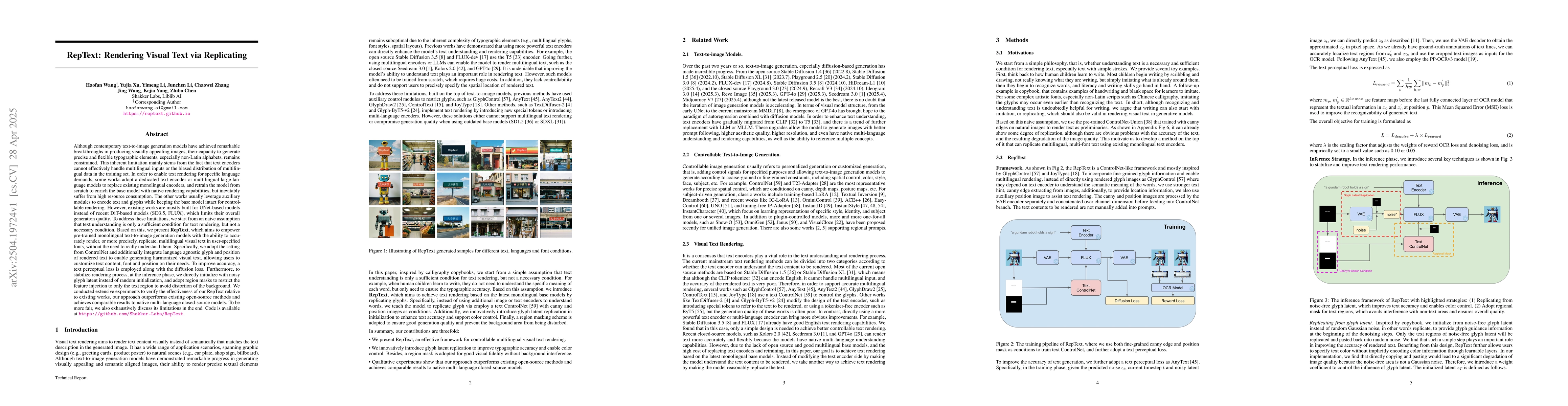 Thumbnail for RepText: Rendering Visual Text via Replicating