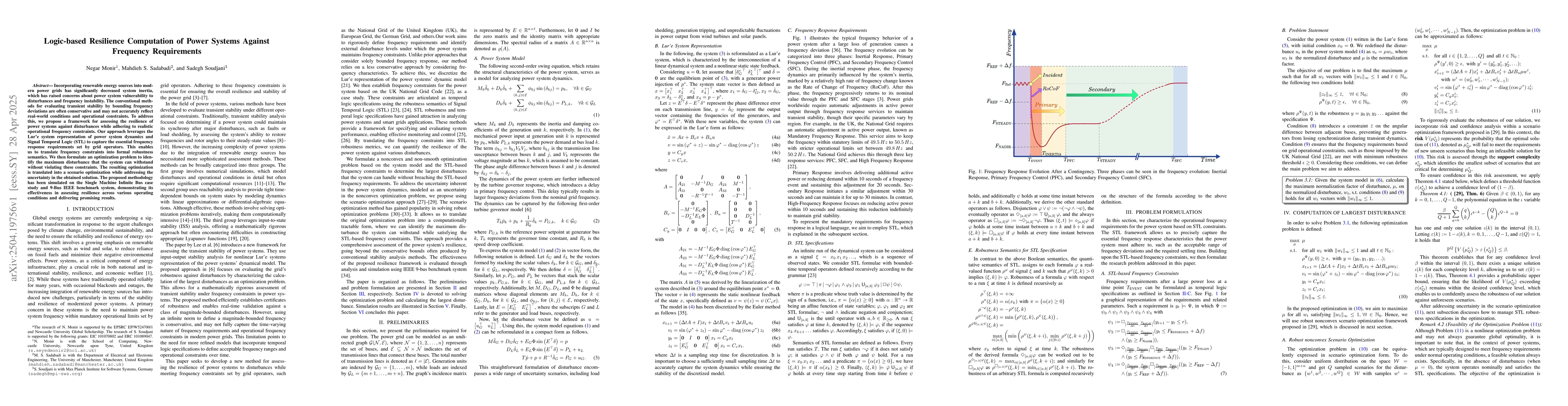 Thumbnail for Logic-based Resilience Computation of Power Systems Against Frequency
  Requirements