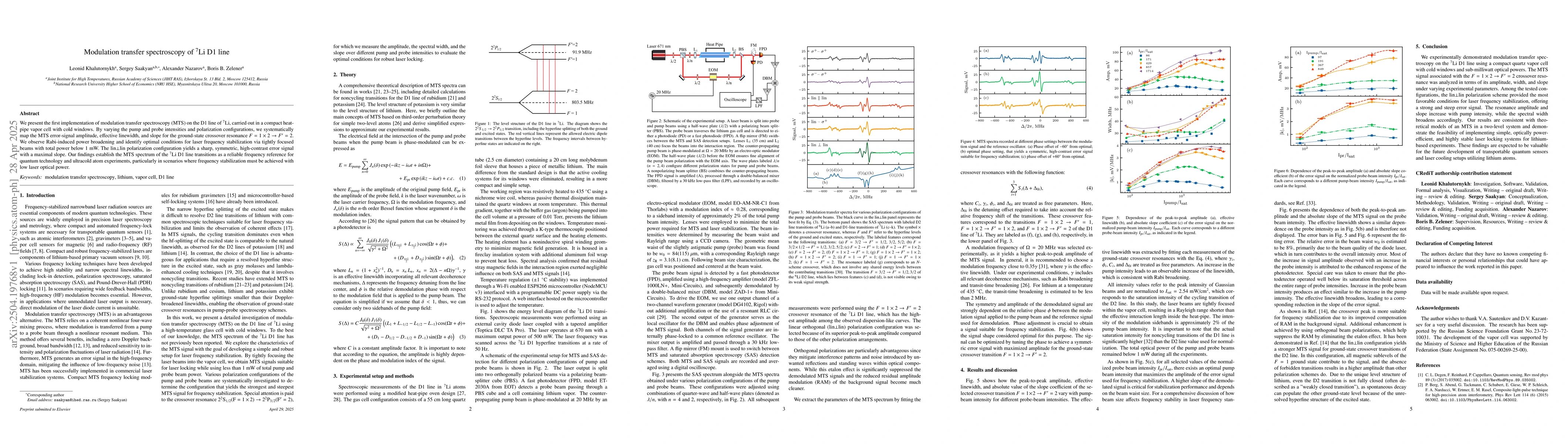 Thumbnail for Modulation transfer spectroscopy of $^7$Li D1 line