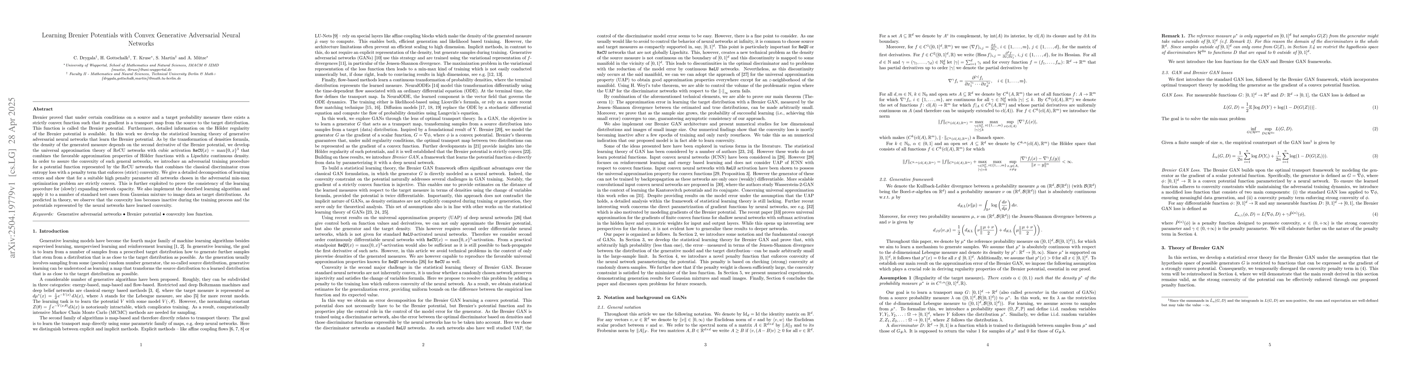 Thumbnail for Learning Brenier Potentials with Convex Generative Adversarial Neural
  Networks