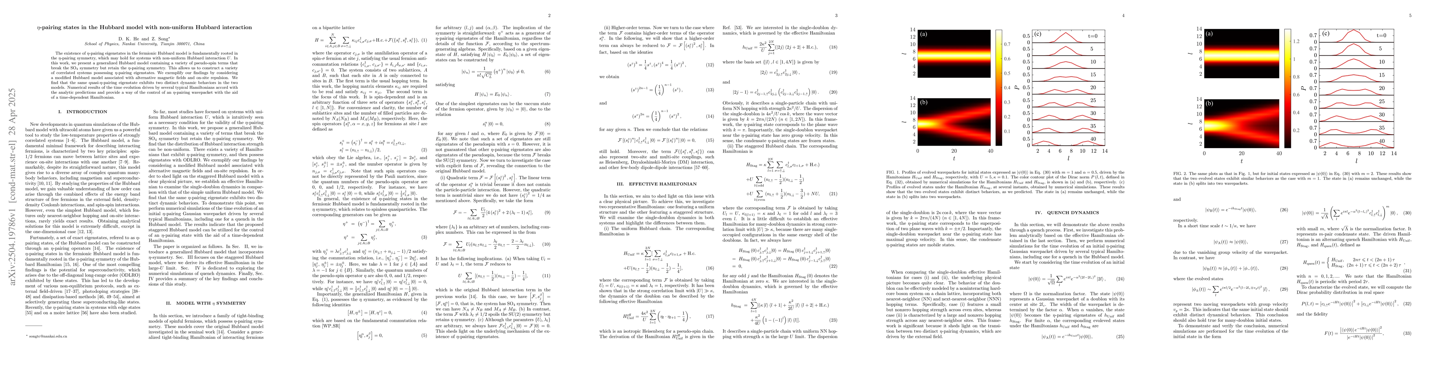 Thumbnail for $η$-pairing states in the Hubbard model with non-uniform Hubbard
  interaction