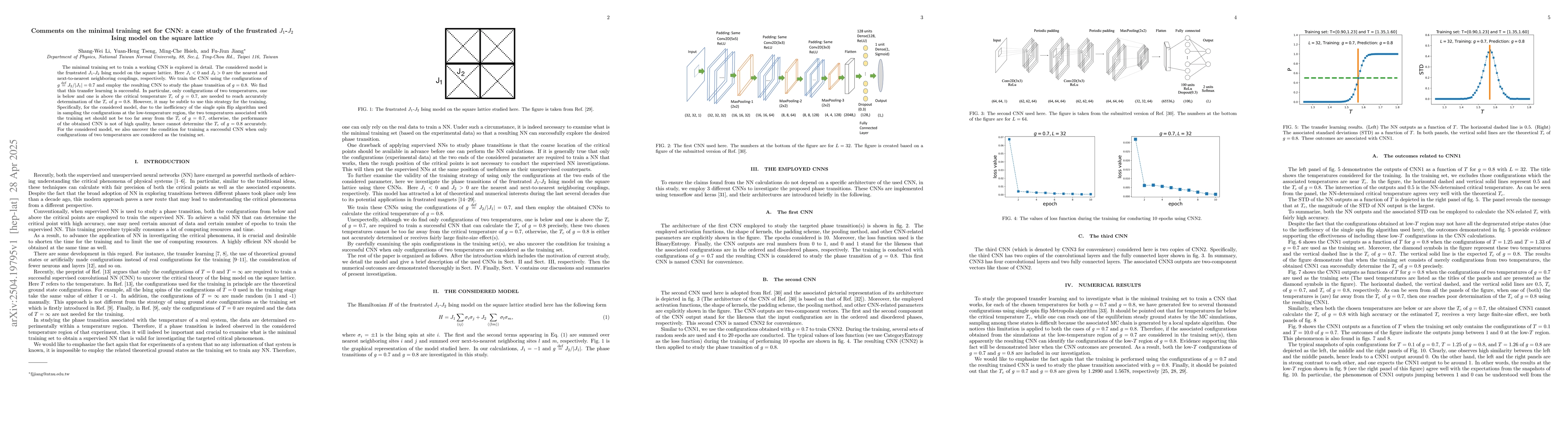 Thumbnail for Comments on the minimal training set for CNN: a case study of the
  frustrated $J_1$-$J_2$ Ising model on the square lattice