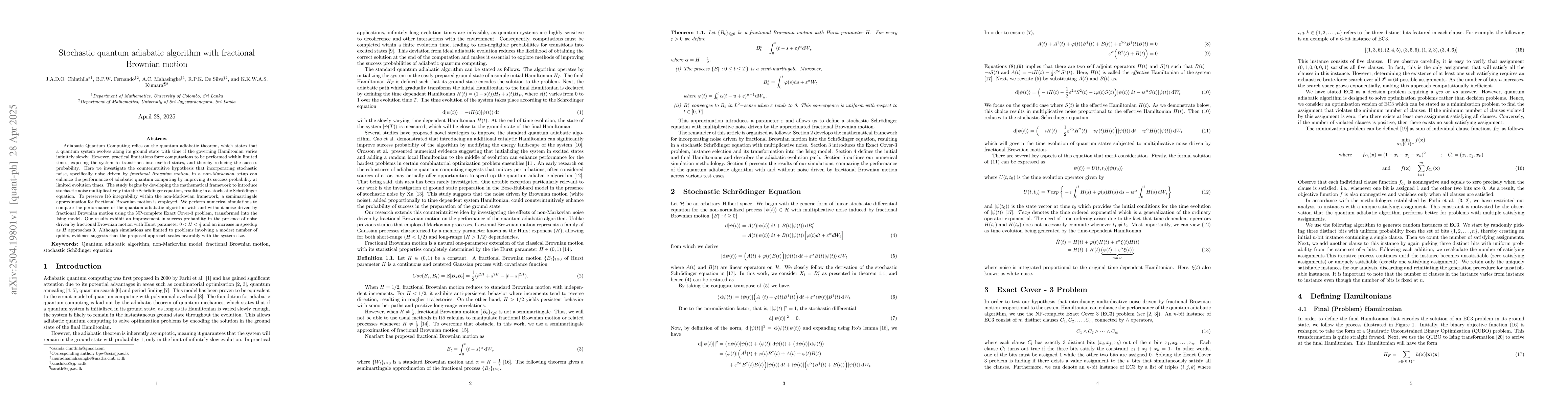 Thumbnail for Stochastic quantum adiabatic algorithm with fractional Brownian motion