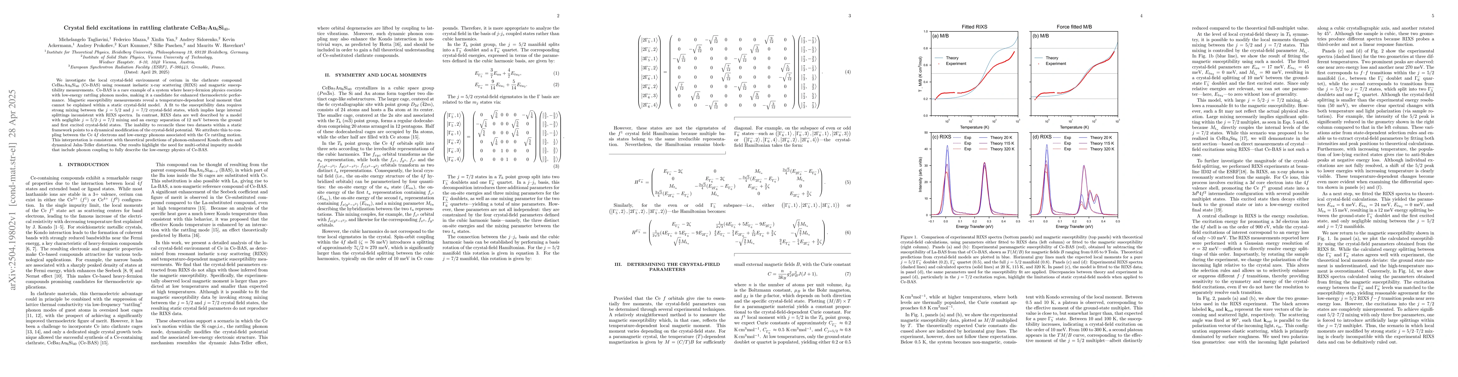 Thumbnail for Crystal field excitations in rattling clathrate CeBa$_7$Au$_6$Si$_{40}$