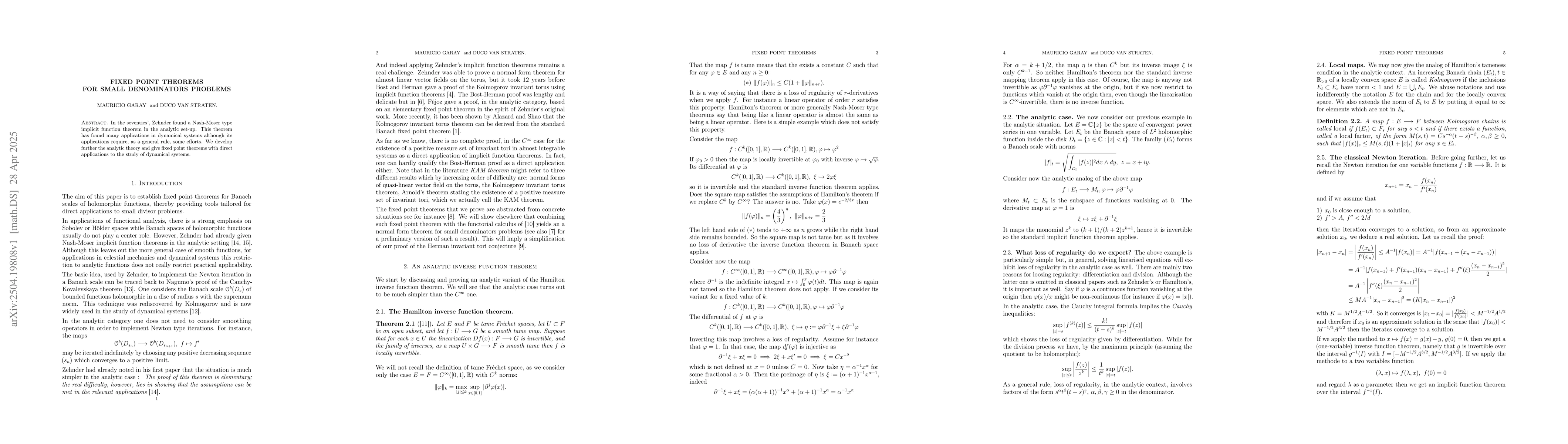 Thumbnail for Fixed point theorems for small divisors problems