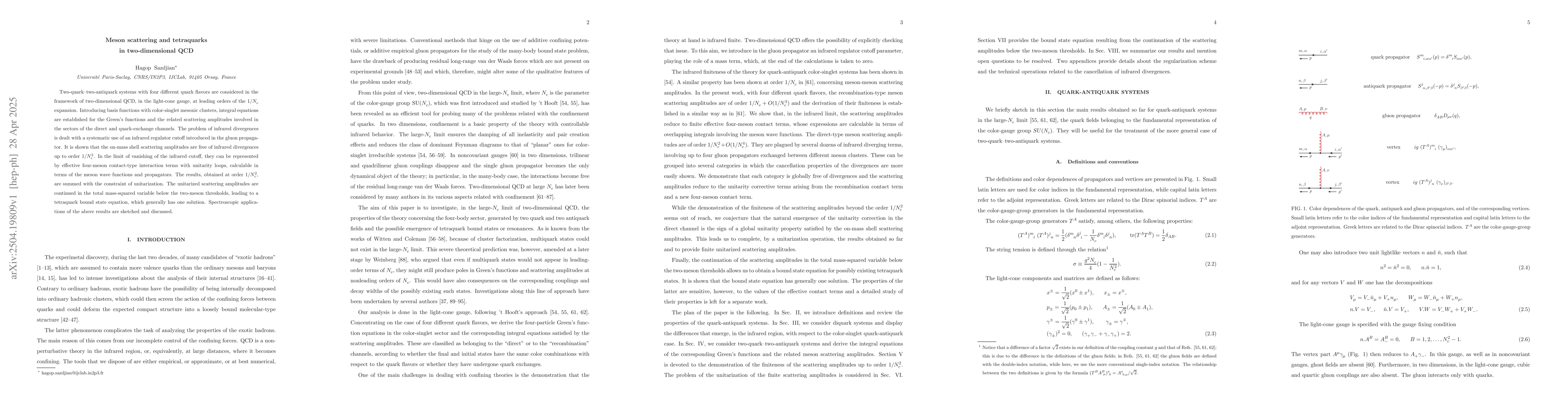 Thumbnail for Meson scattering and tetraquarks in two-dimensional QCD