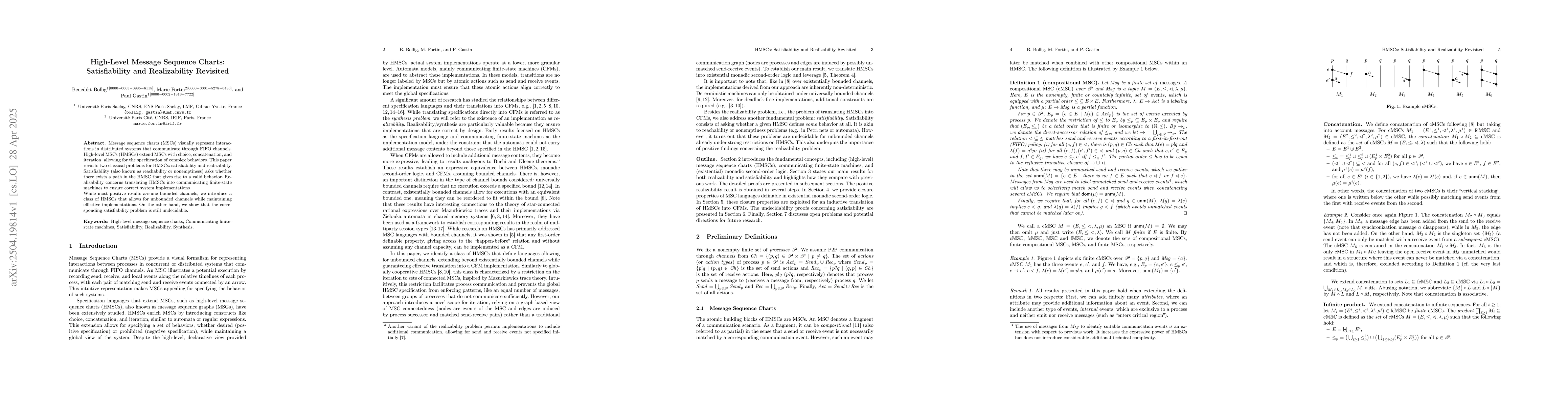 Thumbnail for High-Level Message Sequence Charts: Satisfiability and Realizability
  Revisited