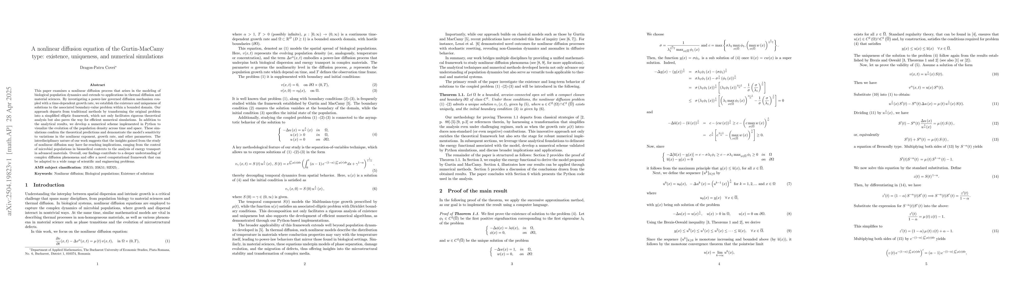 Thumbnail for A nonlinear diffusion equation of the Gurtin-MacCamy type: existence,
  uniqueness, and numerical simulations