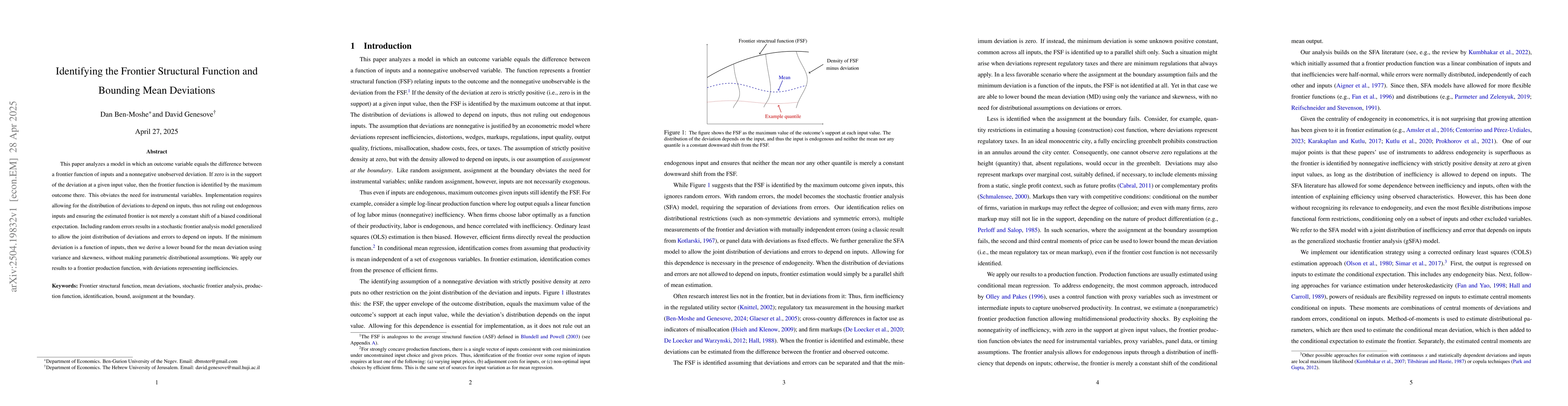 Thumbnail for Identifying the Frontier Structural Function and Bounding Mean
  Deviations