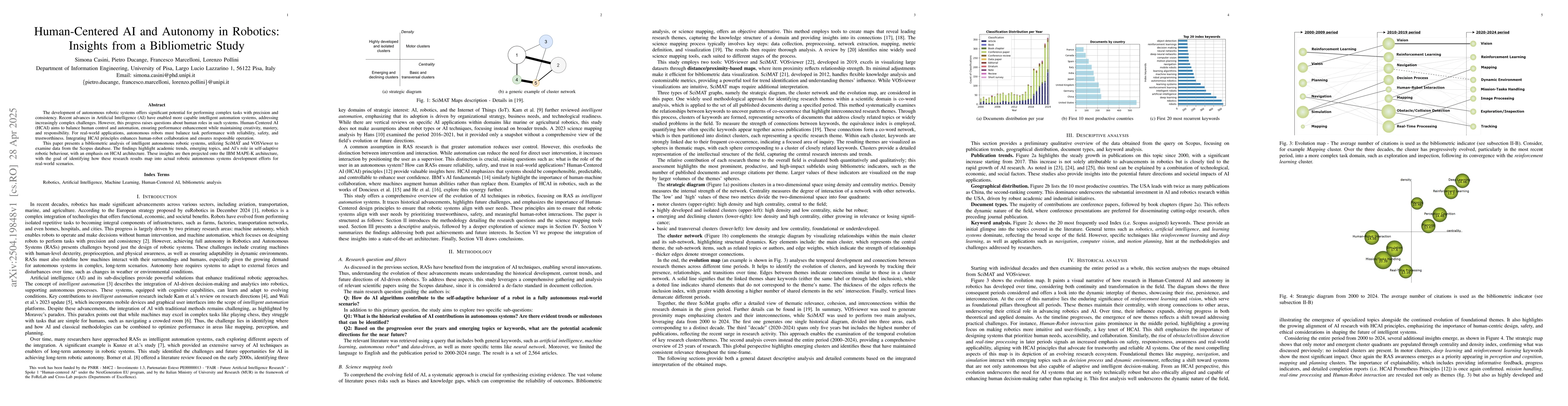 Thumbnail for Human-Centered AI and Autonomy in Robotics: Insights from a Bibliometric
  Study