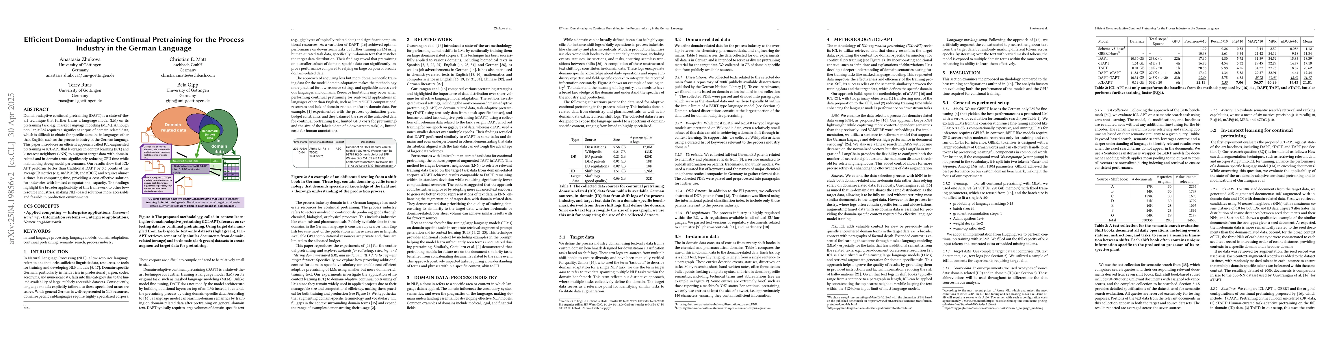 Thumbnail for Efficient Domain-adaptive Continual Pretraining for the Process Industry
  in the German Language