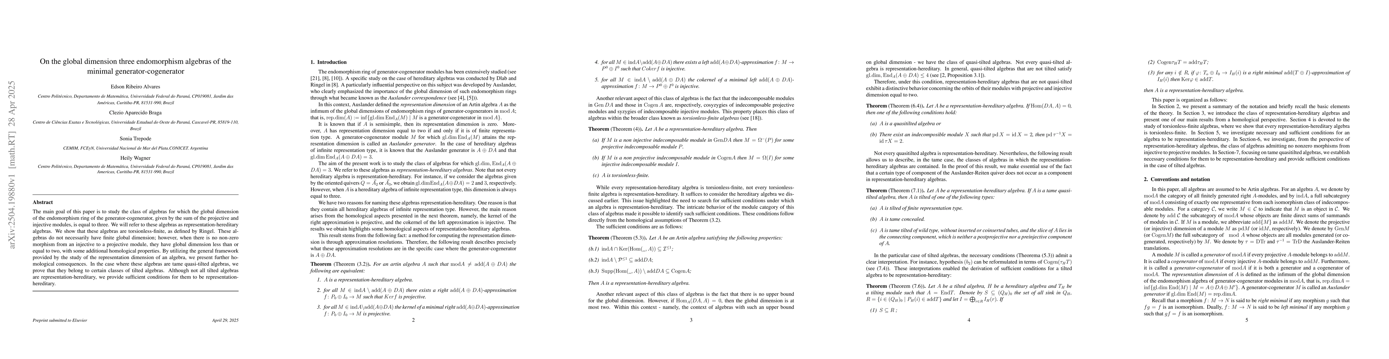 Thumbnail for On the global dimension three endomorphism algebras of the minimal
  generator-cogenerator
