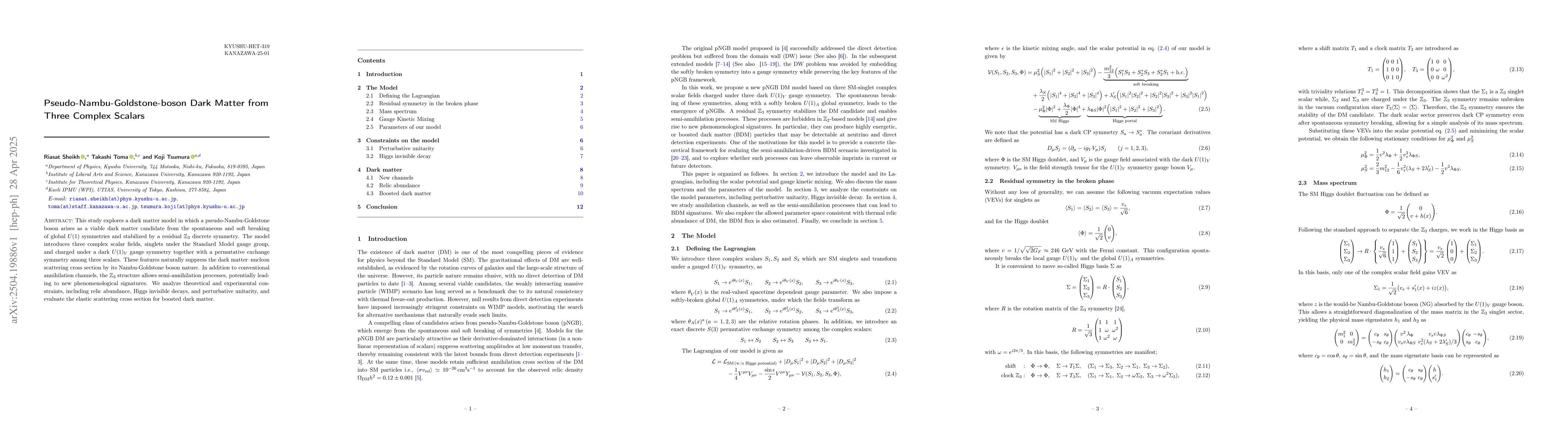 Thumbnail for Pseudo-Nambu-Goldstone-boson Dark Matter from Three Complex Scalars