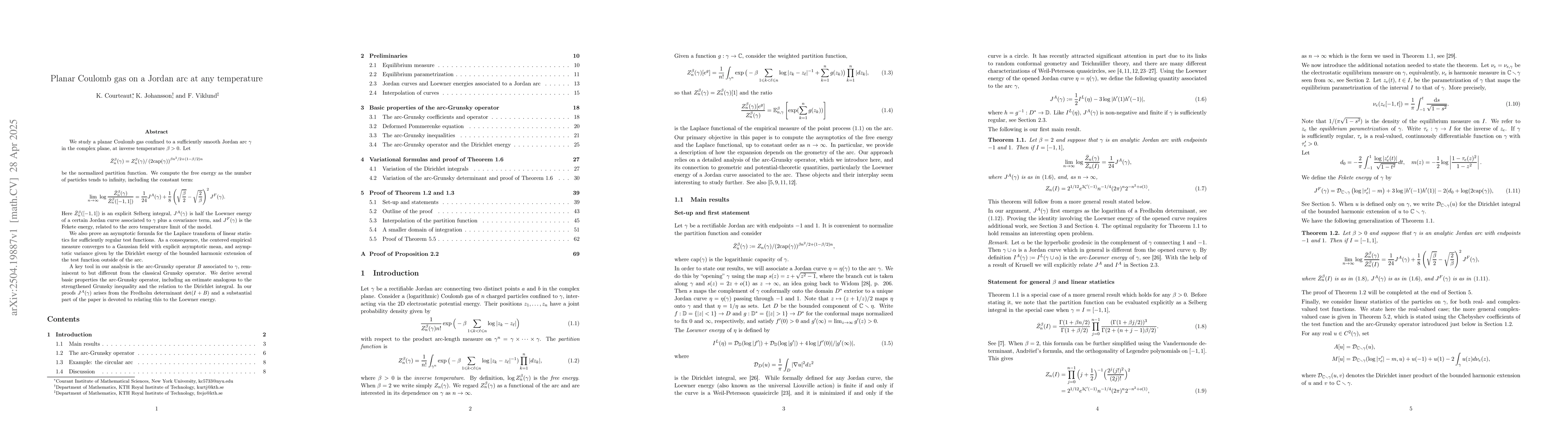 Thumbnail for Planar Coulomb gas on a Jordan arc at any temperature