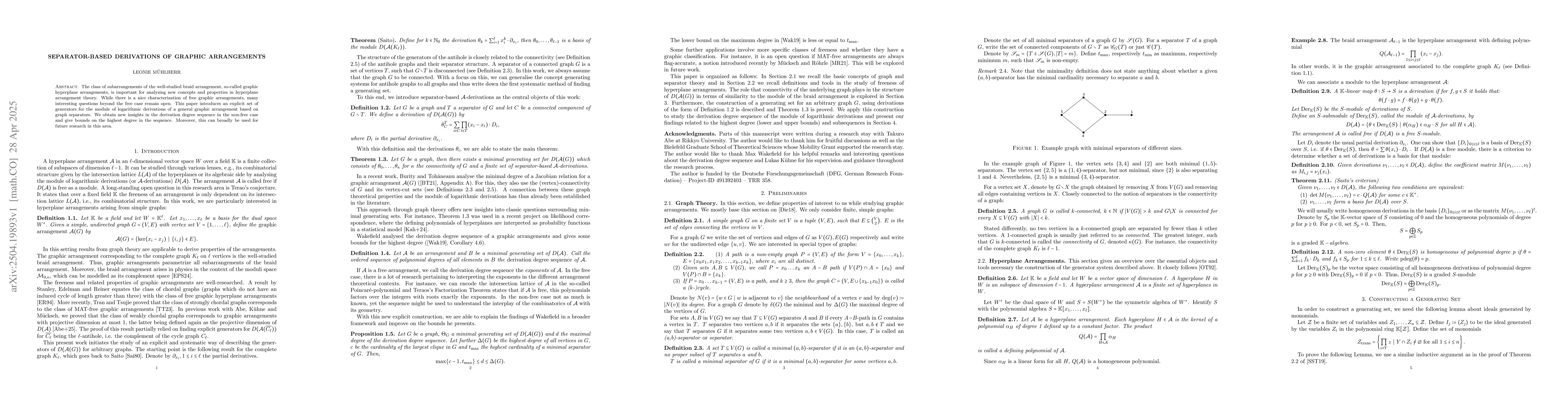 Thumbnail for Separator-based derivations of graphic arrangements