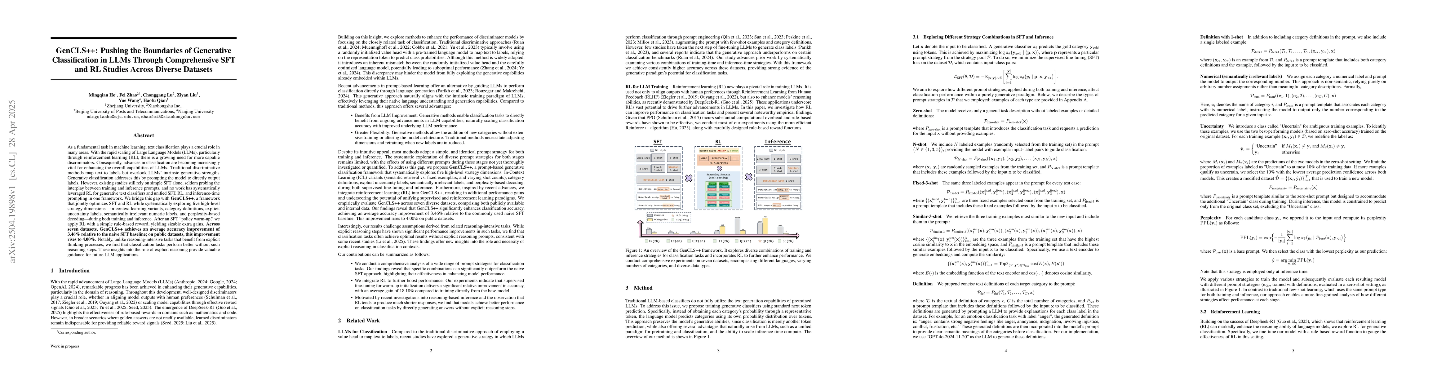 Thumbnail for GenCLS++: Pushing the Boundaries of Generative Classification in LLMs
  Through Comprehensive SFT and RL Studies Across Diverse Datasets