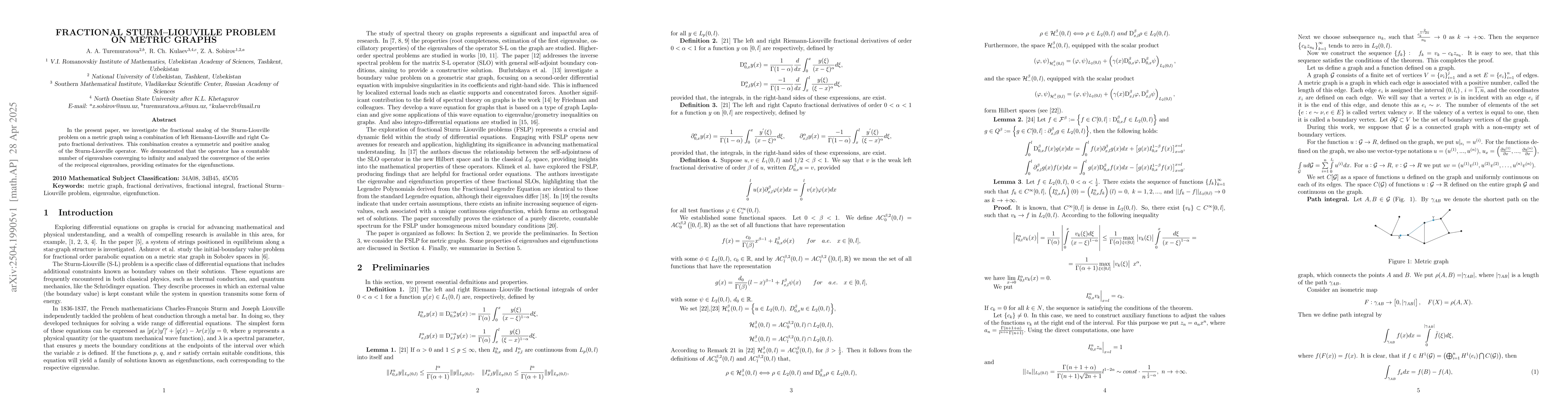 Thumbnail for Fractional Sturm-Liouville problem on metric graphs