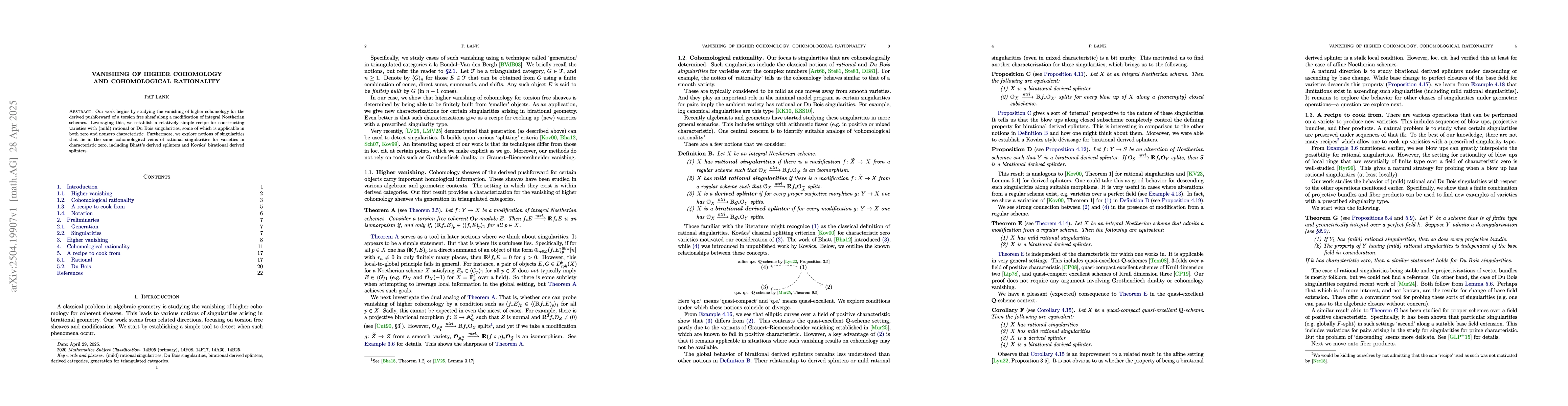 Thumbnail for Vanishing of higher cohomology and cohomological rationality