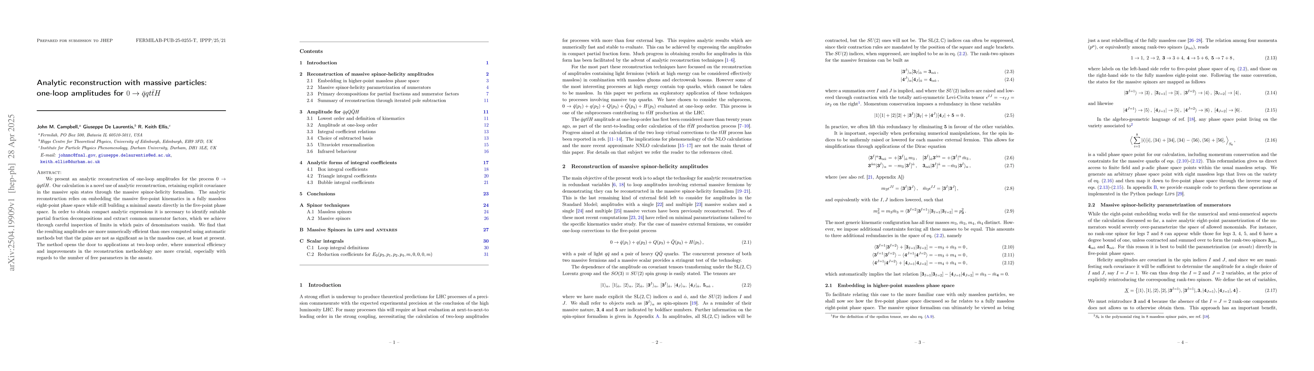 Thumbnail for Analytic reconstruction with massive particles: one-loop amplitudes for
  $0 \to \bar{q}qt\bar{t}H$