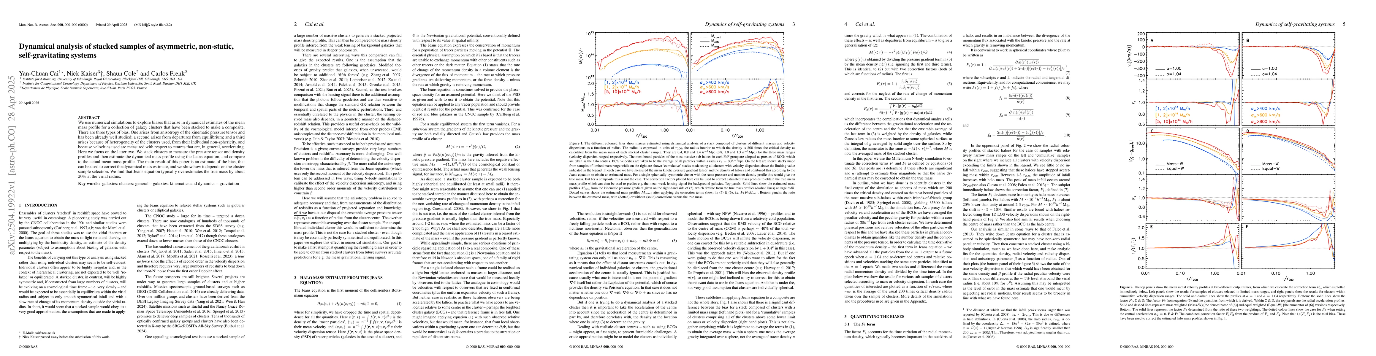 Thumbnail for Dynamical analysis of stacked samples of asymmetric, non-static,
  self-gravitating systems