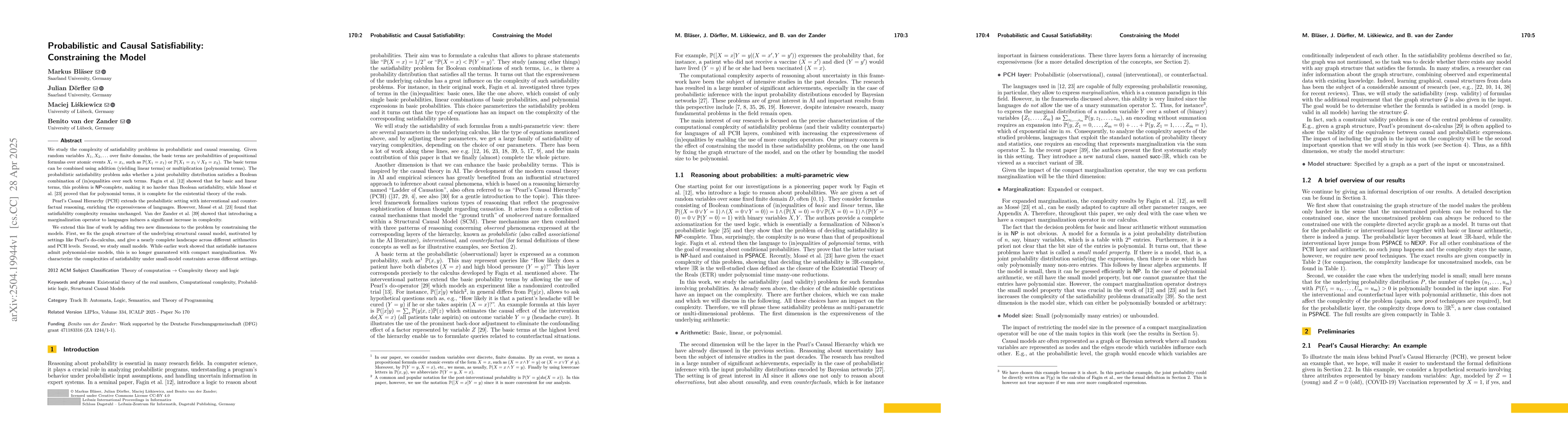 Thumbnail for Probabilistic and Causal Satisfiability: Constraining the Model