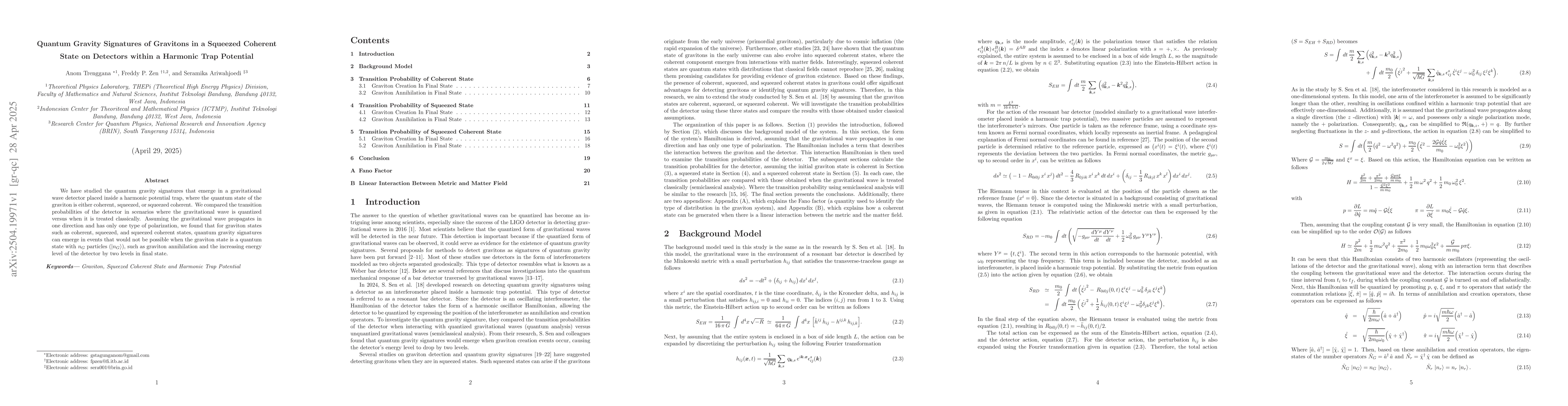 Thumbnail for Quantum Gravity Signatures of Gravitons in a Squeezed Coherent State on
  Detectors within a Harmonic Trap Potential