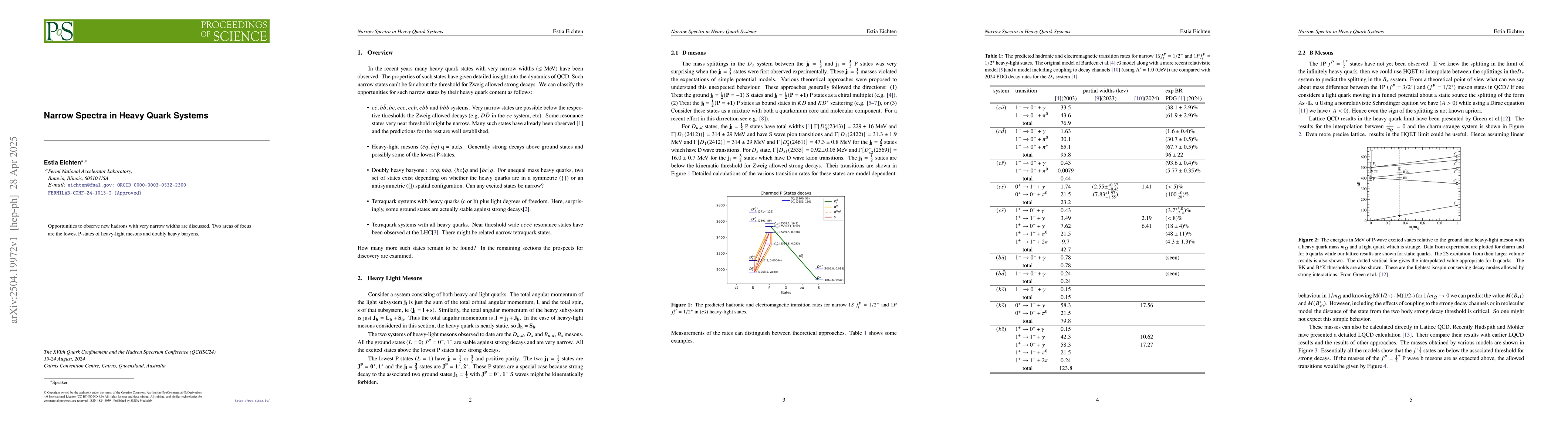 Thumbnail for Narrow Spectra in Heavy Quark Systems