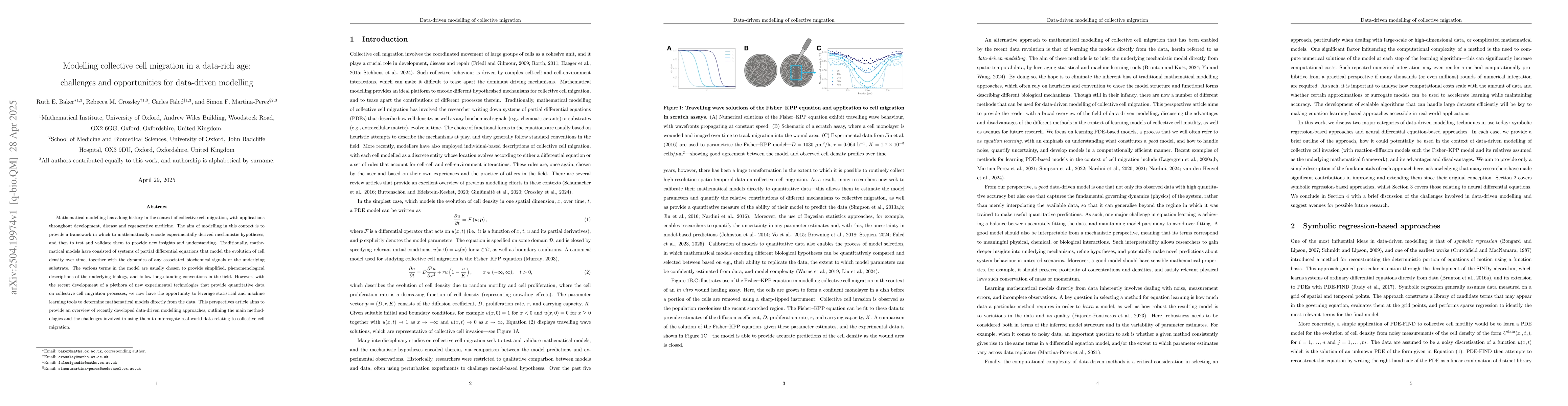Thumbnail for Modelling collective cell migration in a data-rich age: challenges and
  opportunities for data-driven modelling