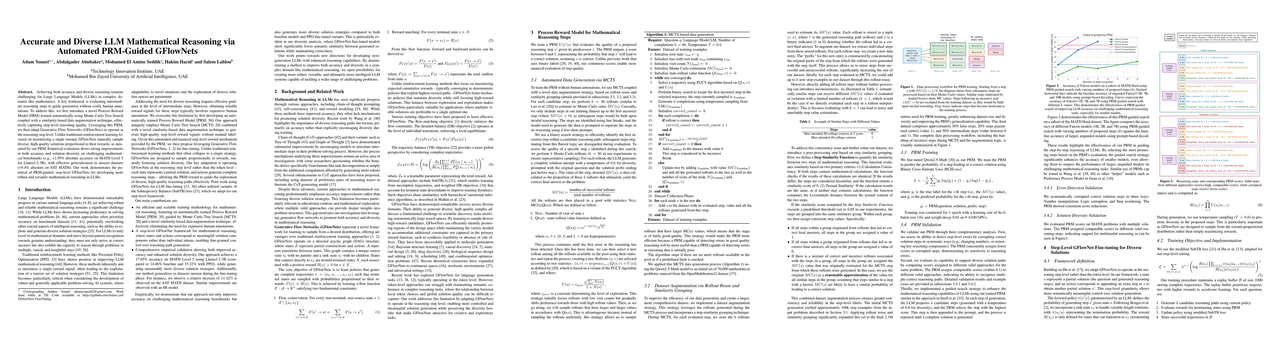 Thumbnail for Accurate and Diverse LLM Mathematical Reasoning via Automated PRM-Guided
  GFlowNets