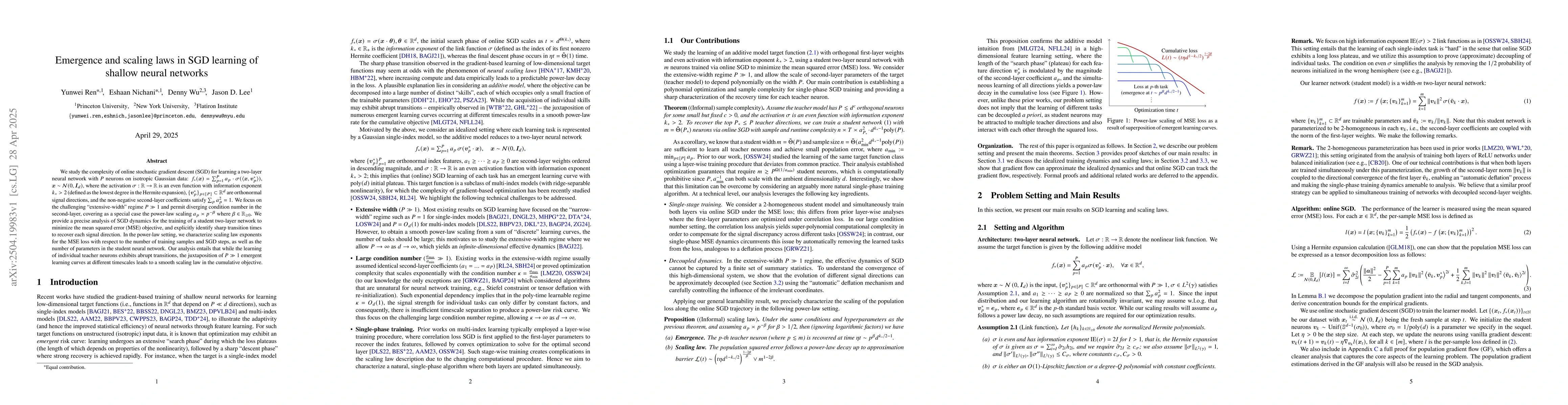 Thumbnail for Emergence and scaling laws in SGD learning of shallow neural networks