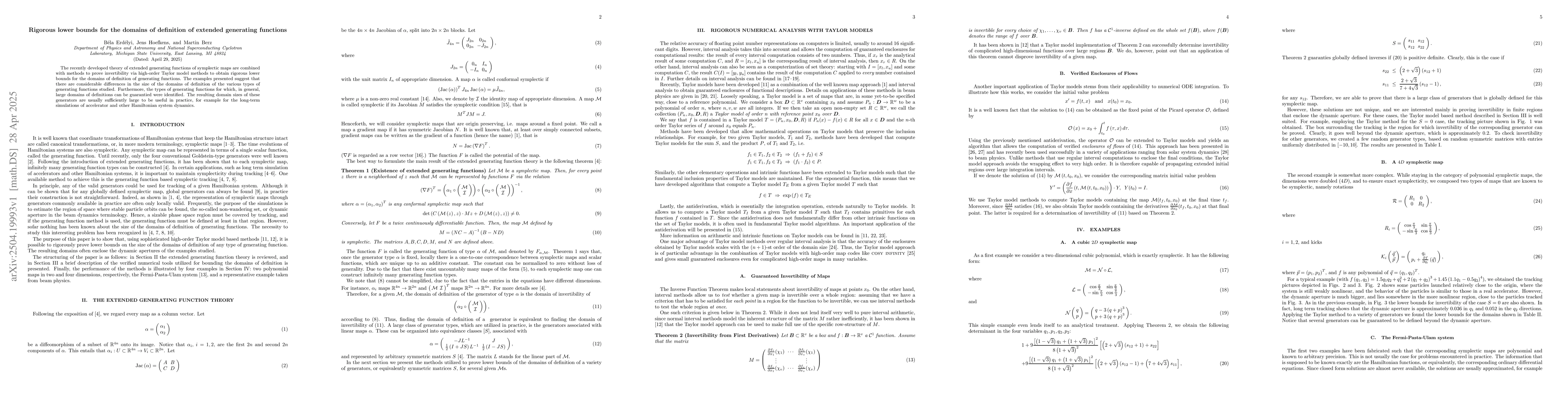 Thumbnail for Rigorous lower bounds for the domains of definition of extended
  generating functions