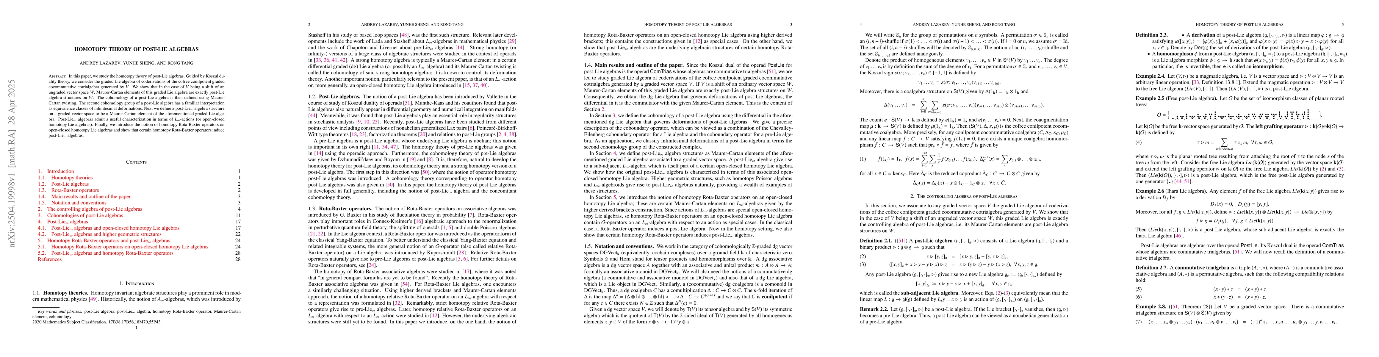 Thumbnail for Homotopy theory of post-Lie algebras