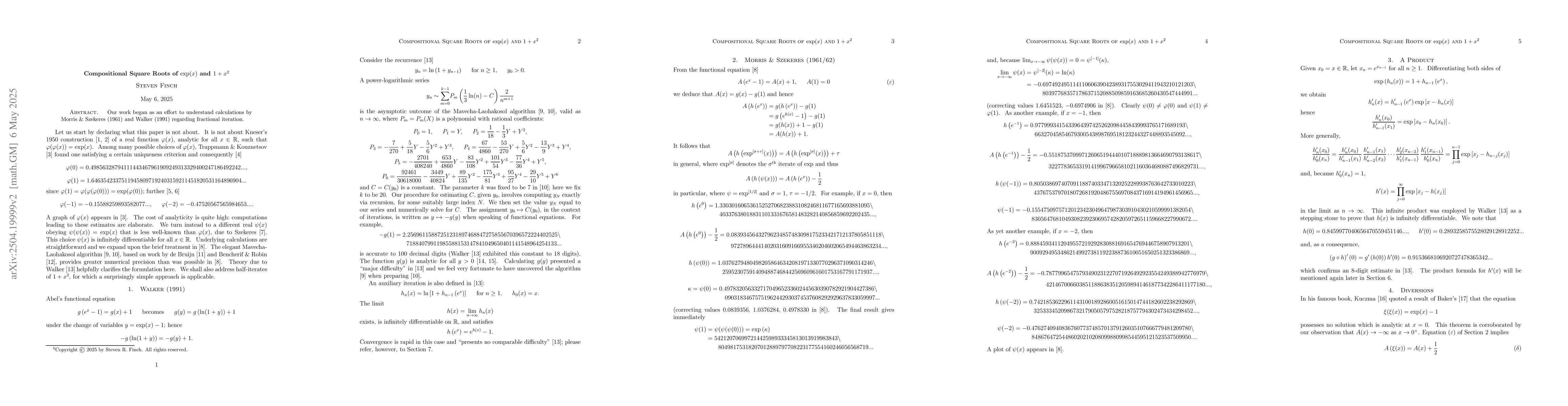 Thumbnail for Compositional Square Roots of $\exp(x)$ and $1+x^2$