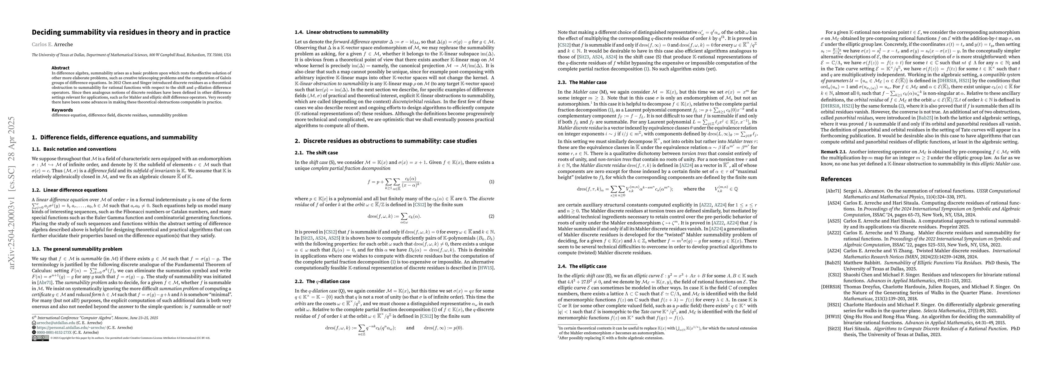 Thumbnail for Deciding summability via residues in theory and in practice