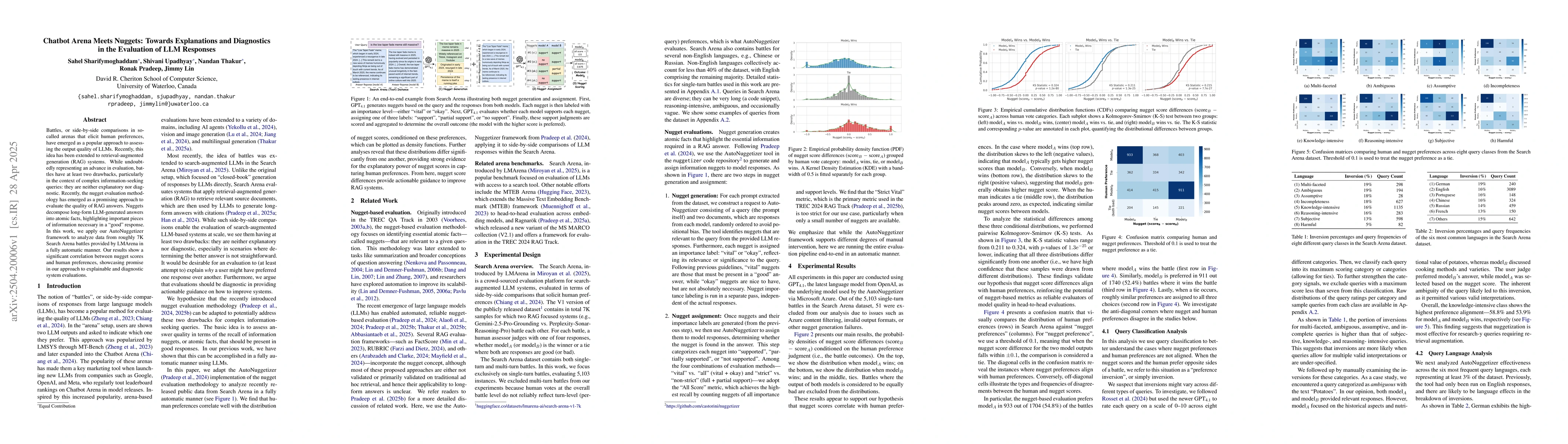 Thumbnail for Chatbot Arena Meets Nuggets: Towards Explanations and Diagnostics in the
  Evaluation of LLM Responses