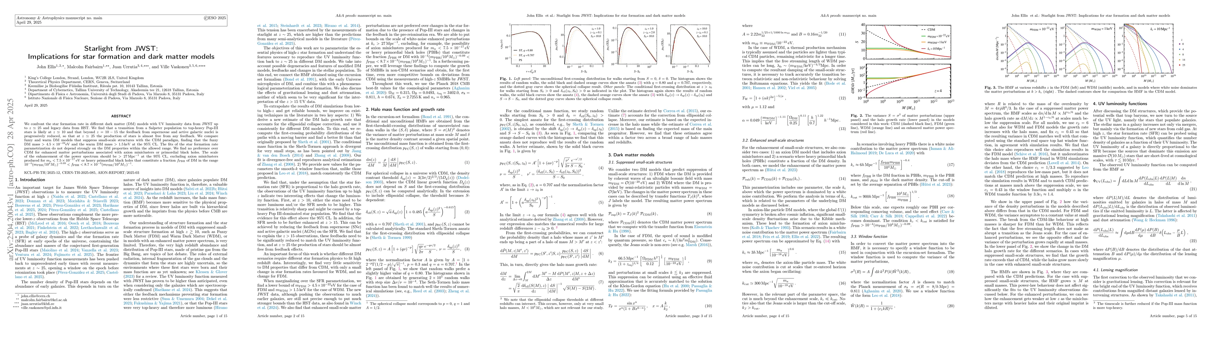 Thumbnail for Starlight from JWST: Implications for star formation and dark matter
  models