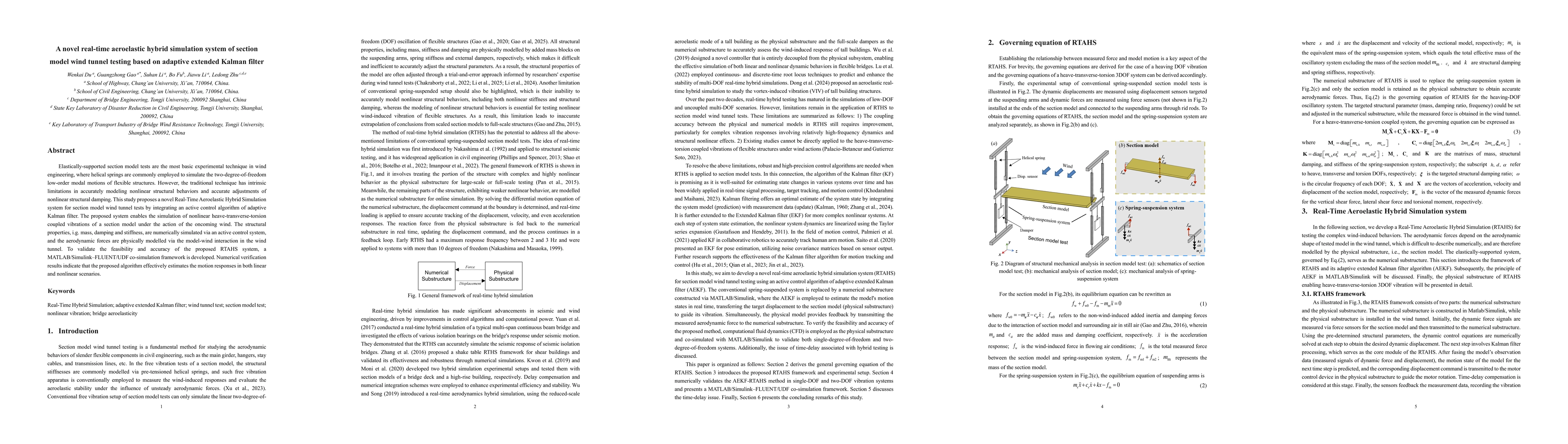 Thumbnail for A novel real-time aeroelastic hybrid simulation system of section model
  wind tunnel testing based on adaptive extended Kalman filter