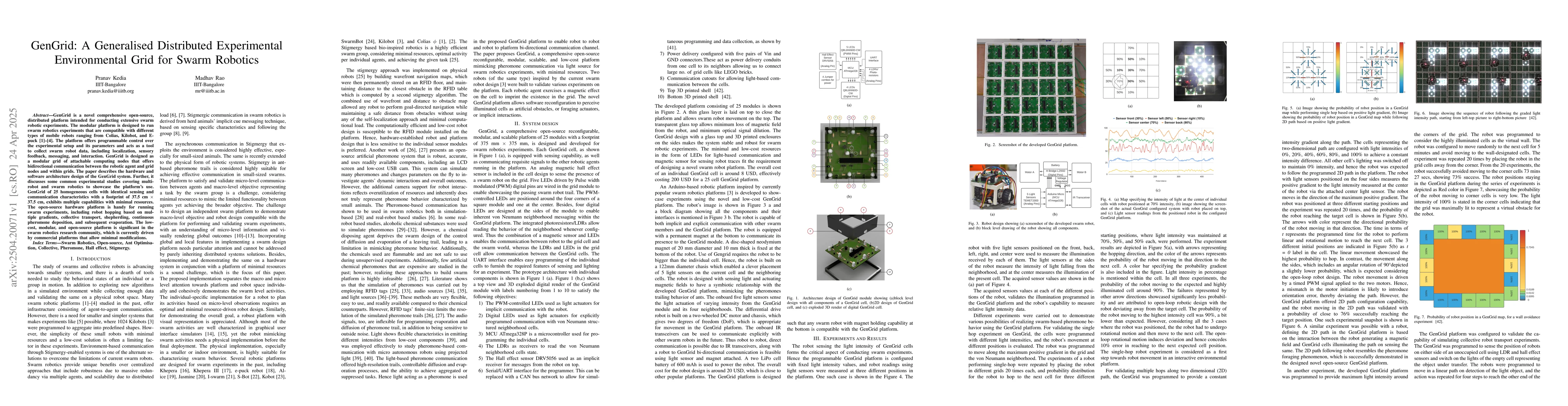 Thumbnail for GenGrid: A Generalised Distributed Experimental Environmental Grid for
  Swarm Robotics