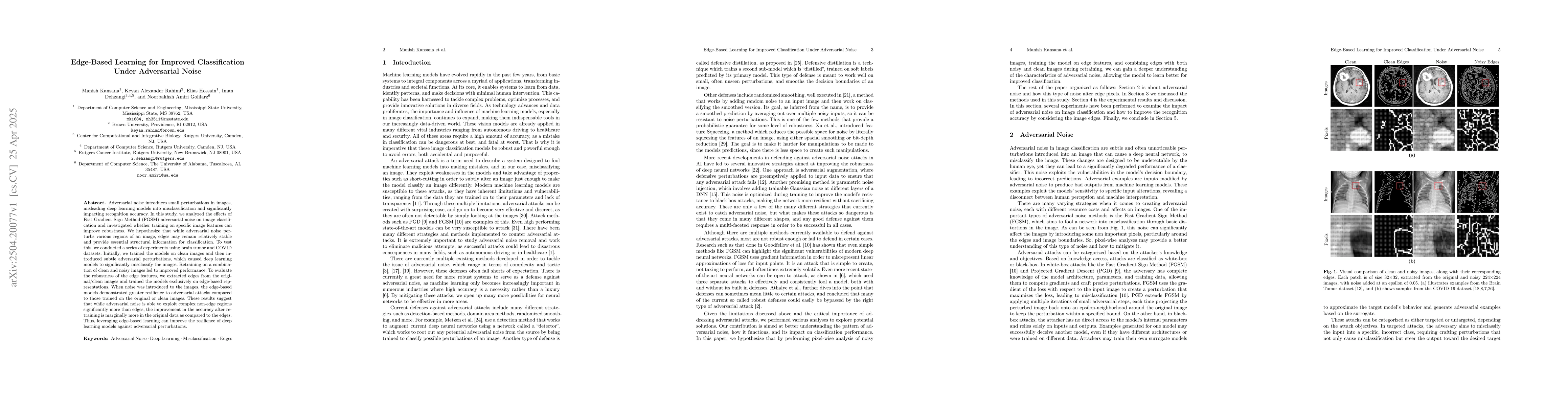 Thumbnail for Edge-Based Learning for Improved Classification Under Adversarial Noise