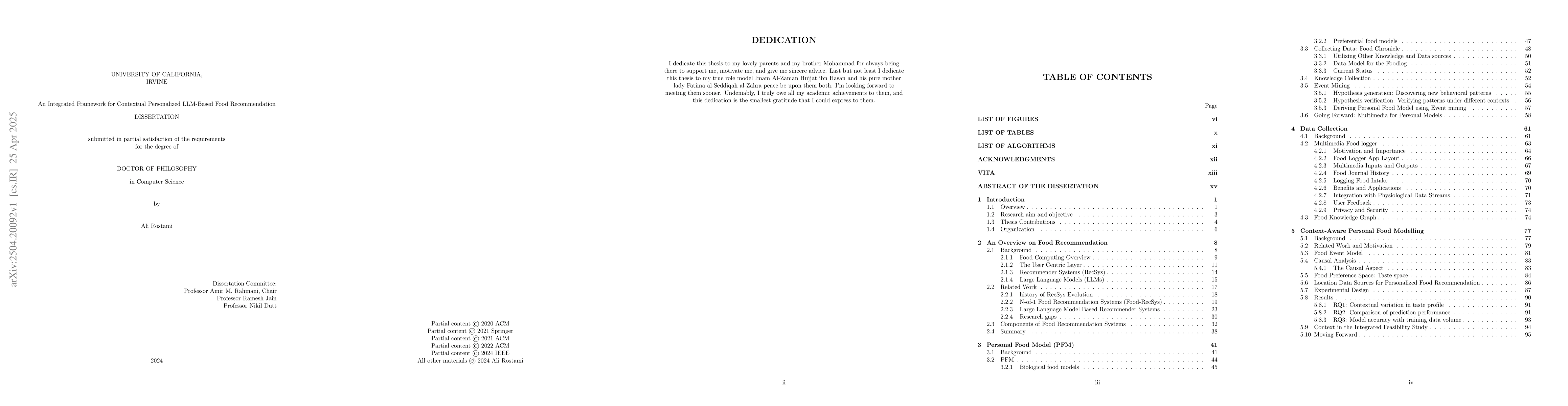 Thumbnail for An Integrated Framework for Contextual Personalized LLM-Based Food
  Recommendation
